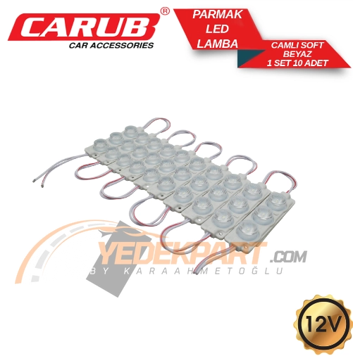 KABLOLU PARMAK LAMBA 12V 3 LED (10 ADET) -BEYAZ